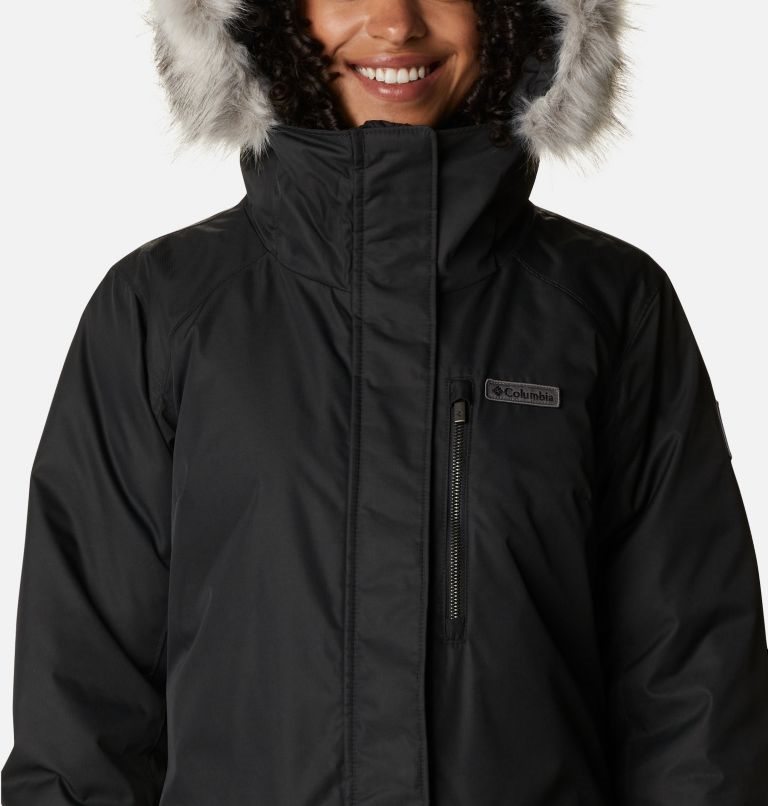 Women's Columbia Suttle Mountain Long Insulated Jackets Black | CA-CL043