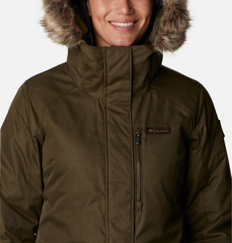 Women's Columbia Suttle Mountain Long Insulated Jackets Dark Brown | CA-O1806