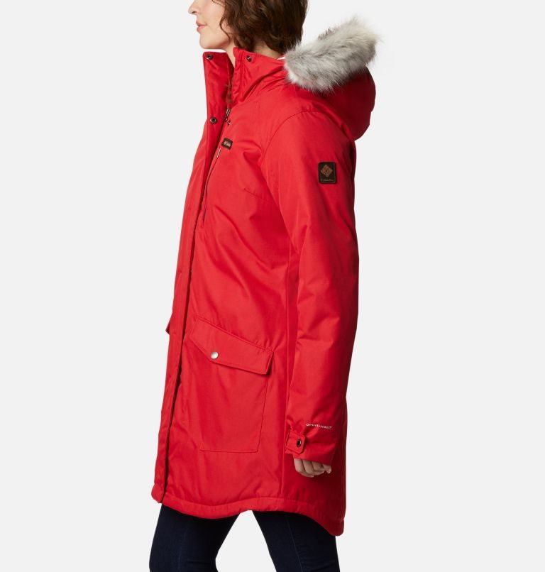 Women's Columbia Suttle Mountain Long Insulated Jackets Red | CA-R05C8
