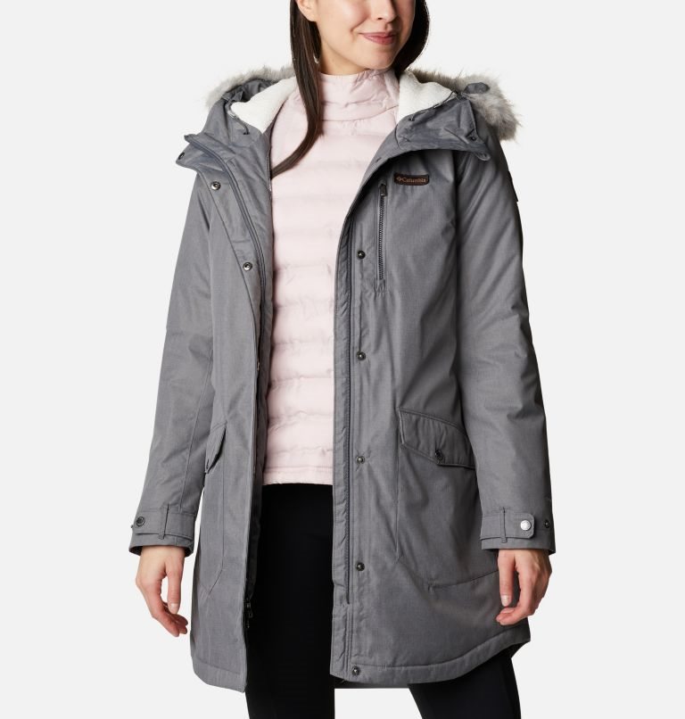 Women's Columbia Suttle Mountain Long Insulated Jackets Grey | CA-V843L