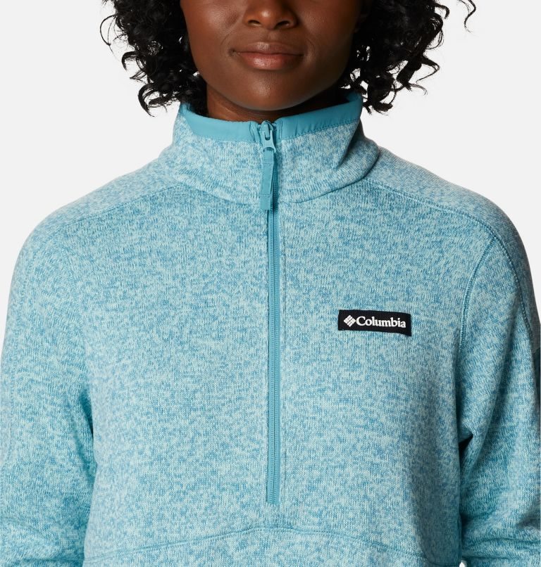 Women's Columbia Sweater Weather Fleece Half Zip Sweatshirts Turquoise | CA-A8AC6