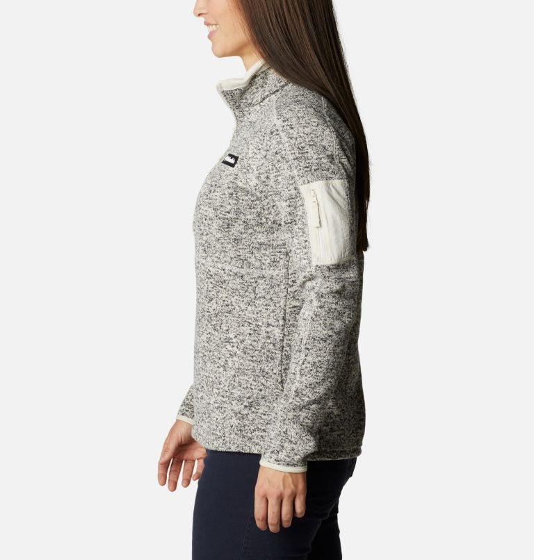 Women's Columbia Sweater Weather Fleece Half Zip Sweatshirts Grey | CA-I61C4