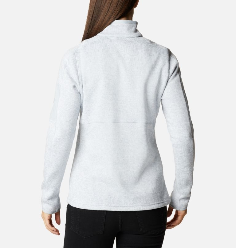 Women's Columbia Sweater Weather Fleece Half Zip Sweatshirts Light Grey | CA-K45C3