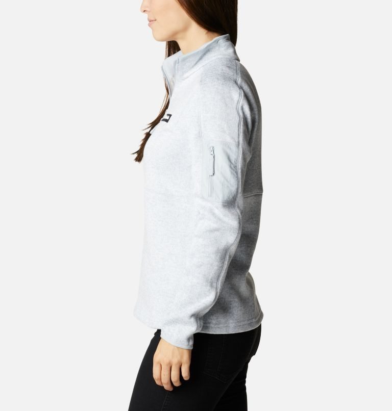 Women's Columbia Sweater Weather Fleece Half Zip Sweatshirts Light Grey | CA-K45C3