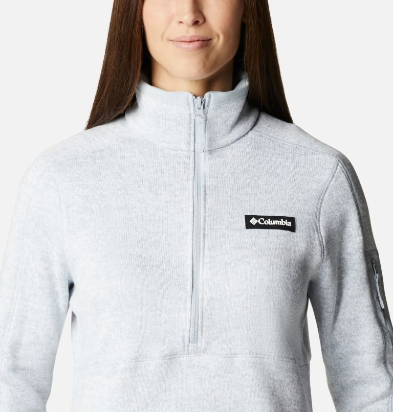 Women's Columbia Sweater Weather Fleece Half Zip Sweatshirts Light Grey | CA-K45C3