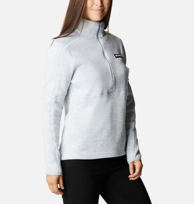 Women's Columbia Sweater Weather Fleece Half Zip Sweatshirts Light Grey | CA-K45C3