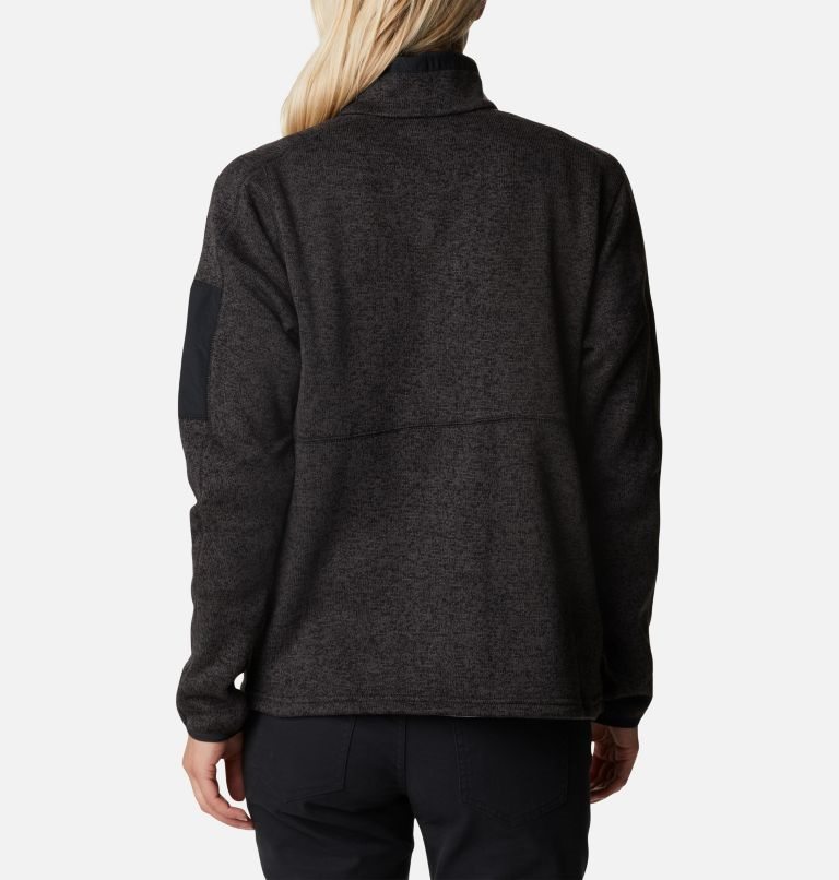 Women's Columbia Sweater Weather Fleece Half Zip Sweatshirts Black | CA-MA8C6