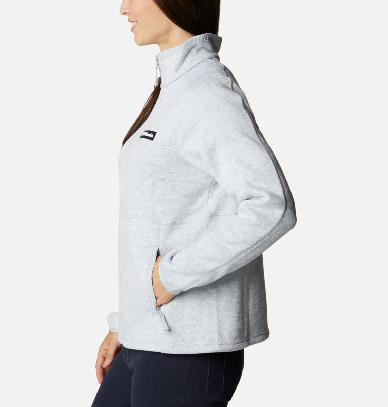 Women's Columbia Sweater Weather Full Zip Fleece Jackets Light Grey | CA-E641L