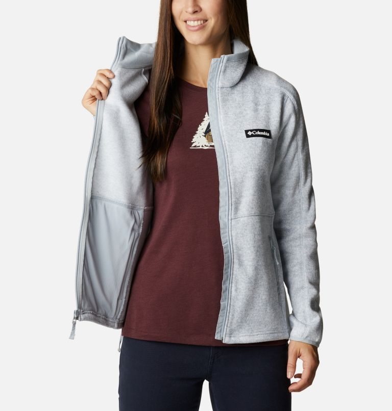 Women's Columbia Sweater Weather Full Zip Fleece Jackets Light Grey | CA-E641L