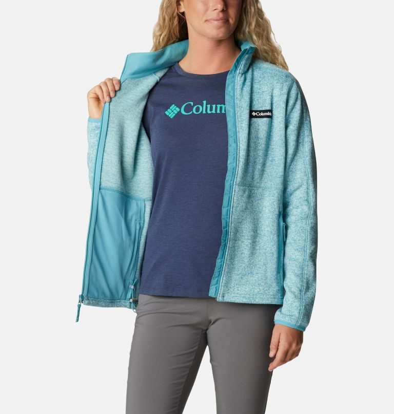 Women's Columbia Sweater Weather Full Zip Fleece Jackets Turquoise | CA-T06C5