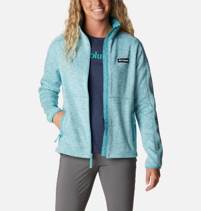 Women's Columbia Sweater Weather Full Zip Fleece Jackets Turquoise | CA-T06C5