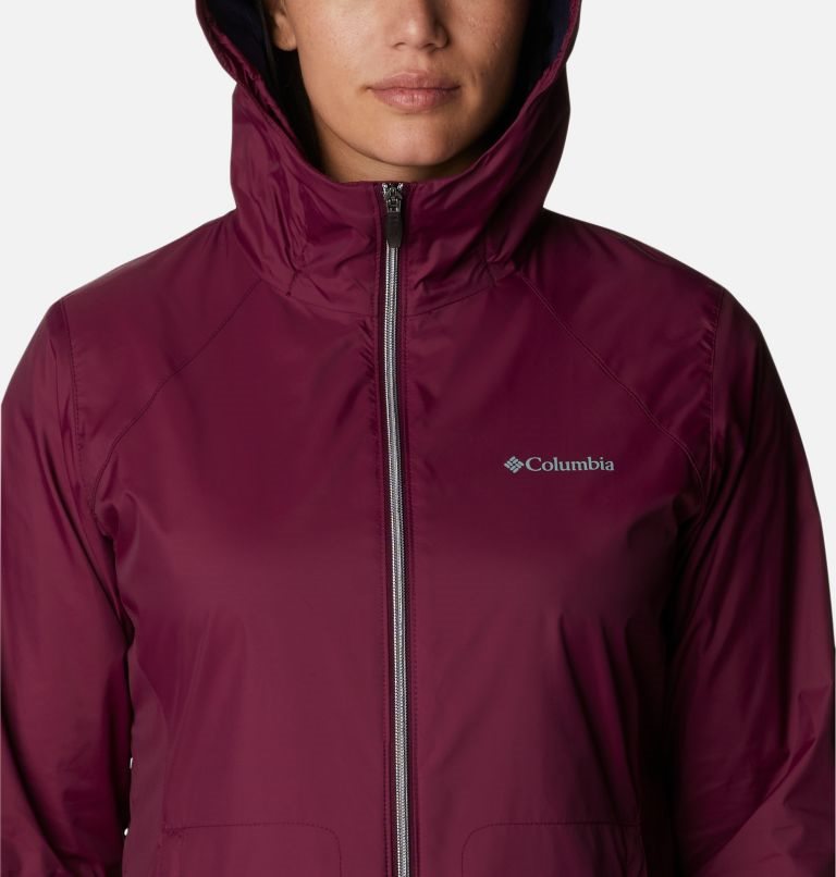 Women's Columbia Switchback Lined Long Jackets Maroon | CA-L4C81