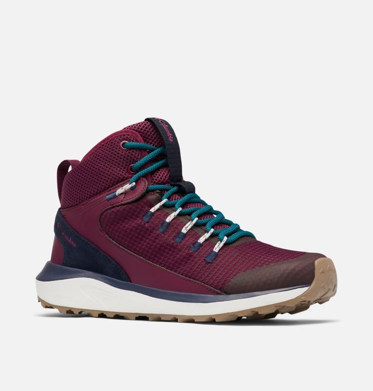 Women's Columbia Trailstorm Mid Waterproof Hiking Shoes Maroon | CA-V5063