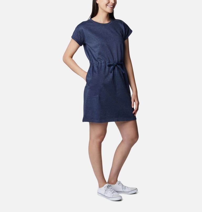Women's Columbia Trek French Terry Dress Navy | CA-IA1C0