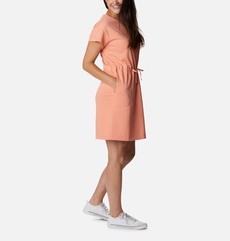 Women's Columbia Trek French Terry Dress Coral | CA-U0L3C