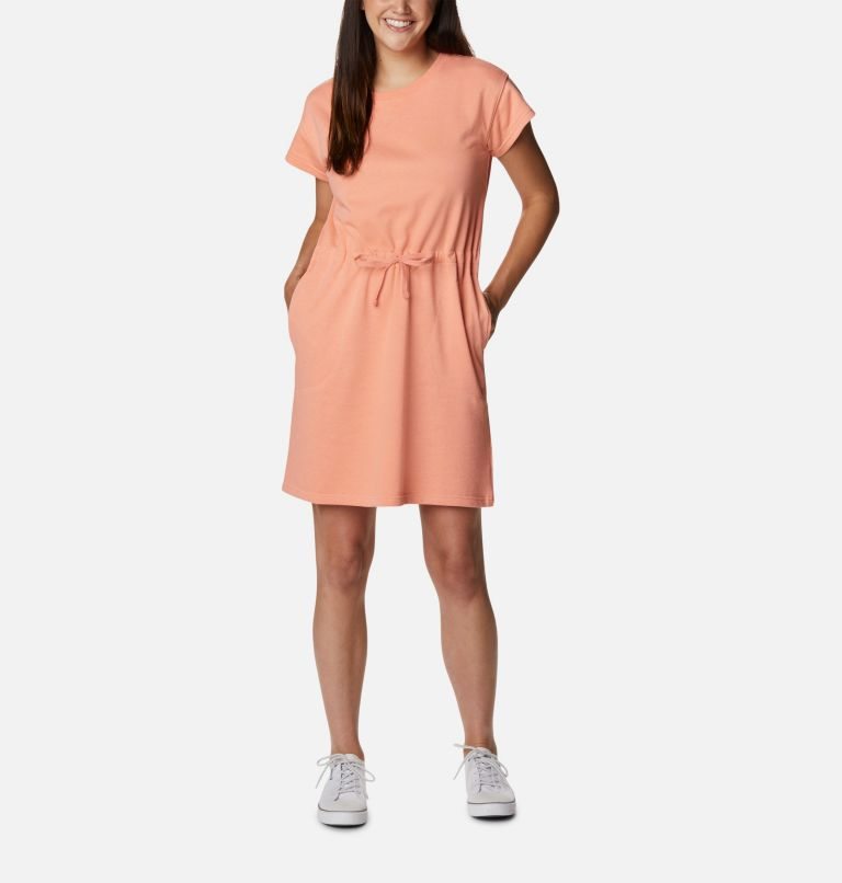 Women\'s Columbia Trek French Terry Dress Coral | CA-U0L3C