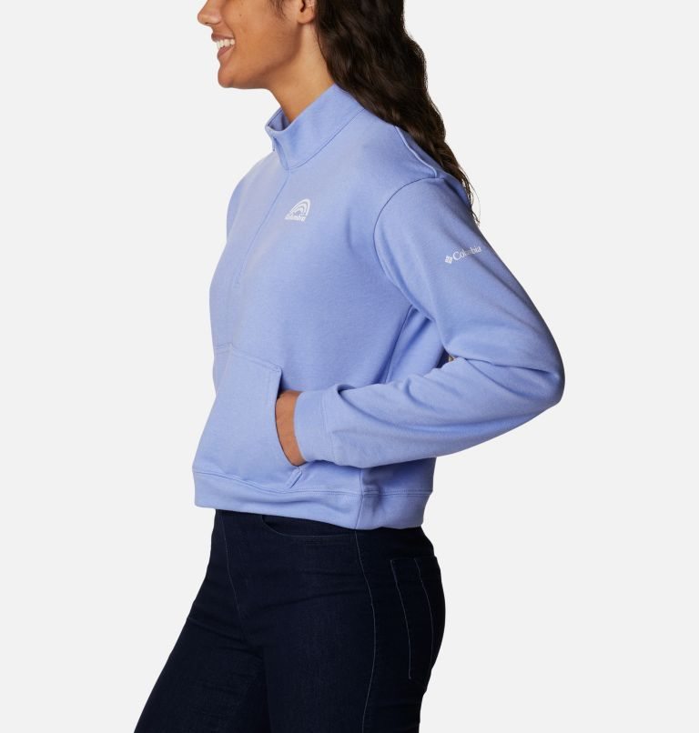 Women's Columbia Trek French Terry Half Zip Sweatshirts Light Blue | CA-FC015