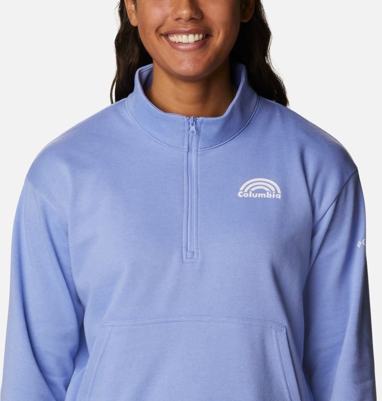 Women's Columbia Trek French Terry Half Zip Sweatshirts Light Blue | CA-FC015