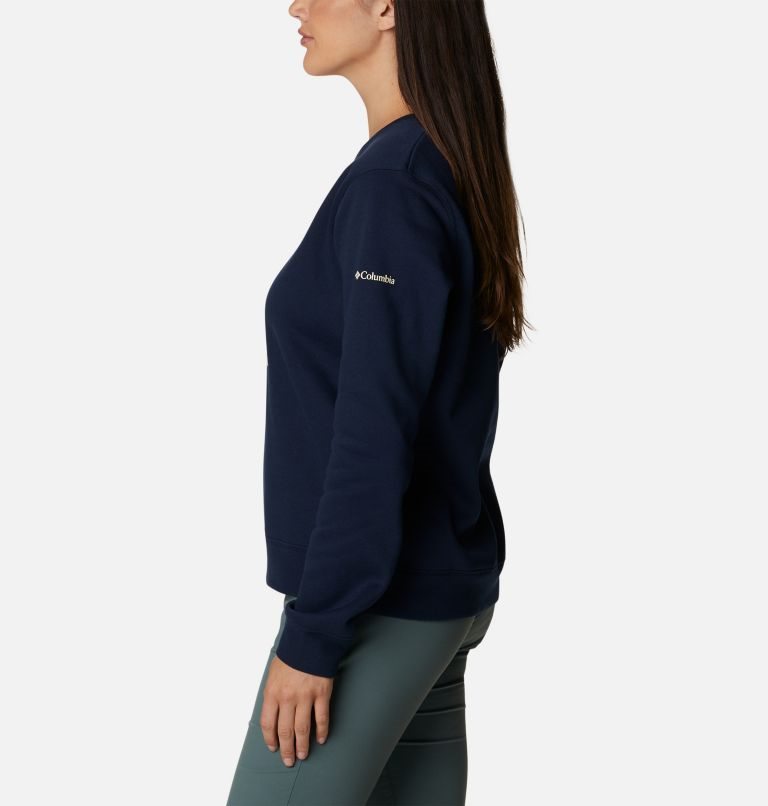 Women's Columbia Trek Graphic Crew Sweatshirts Navy | CA-FL846