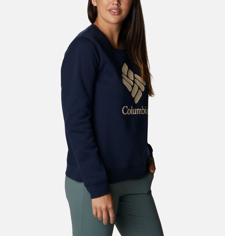 Women's Columbia Trek Graphic Crew Sweatshirts Navy | CA-FL846