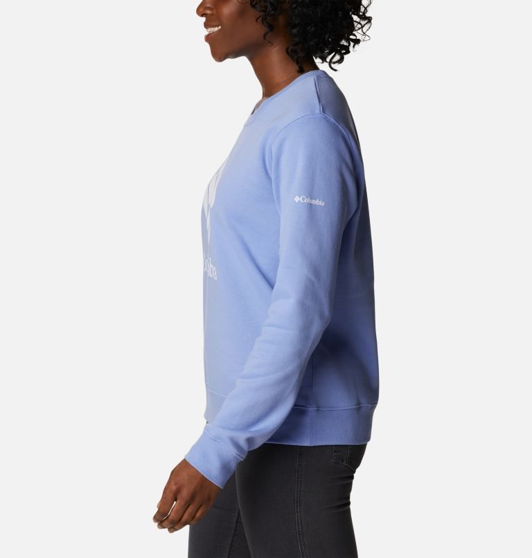 Women's Columbia Trek Graphic Crew Sweatshirts Light Blue | CA-J6014