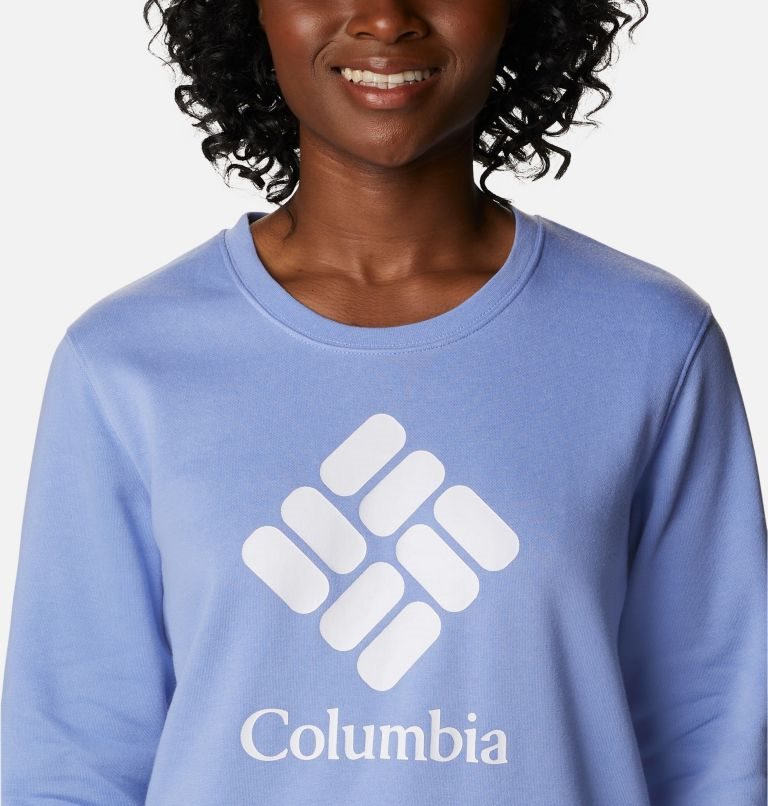 Women's Columbia Trek Graphic Crew Sweatshirts Light Blue | CA-J6014