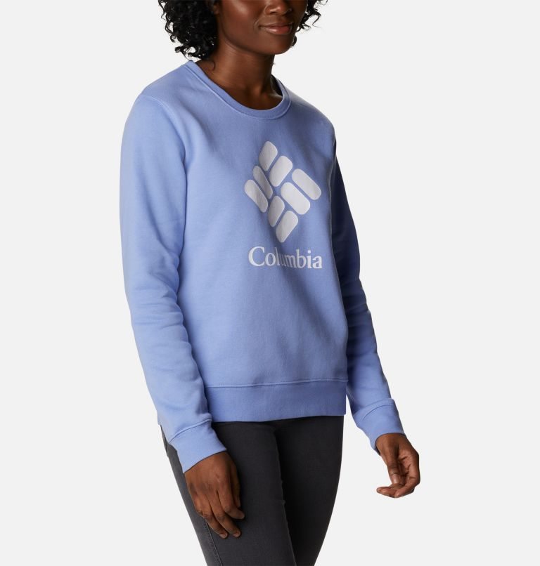 Women's Columbia Trek Graphic Crew Sweatshirts Light Blue | CA-J6014