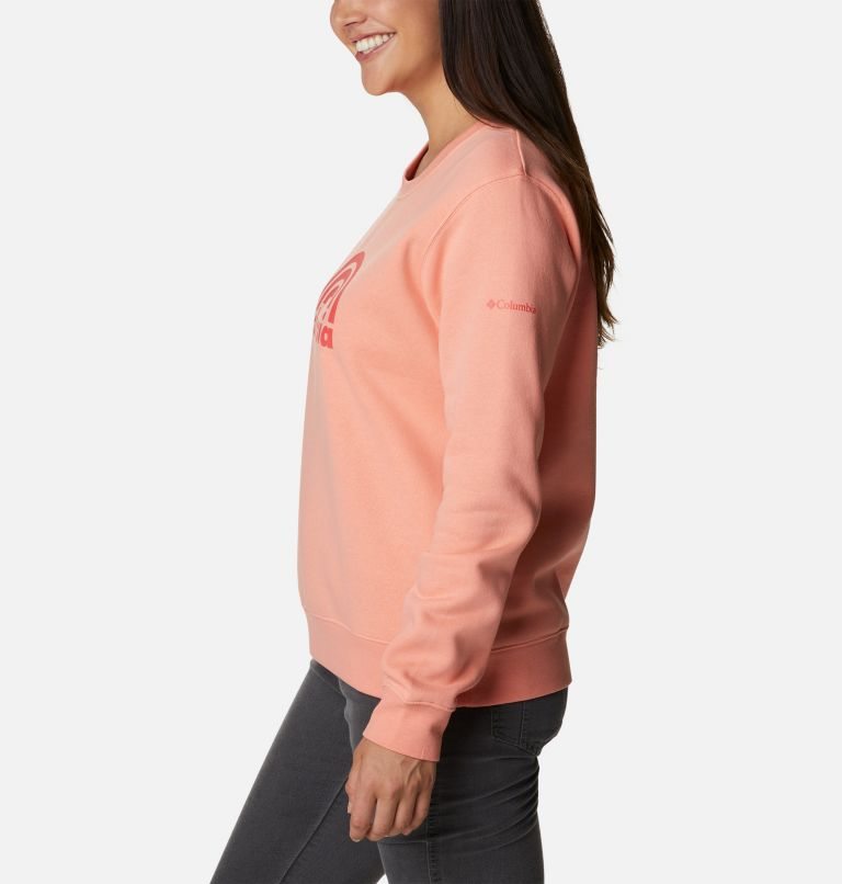 Women's Columbia Trek Graphic Crew Sweatshirts Coral | CA-L6853