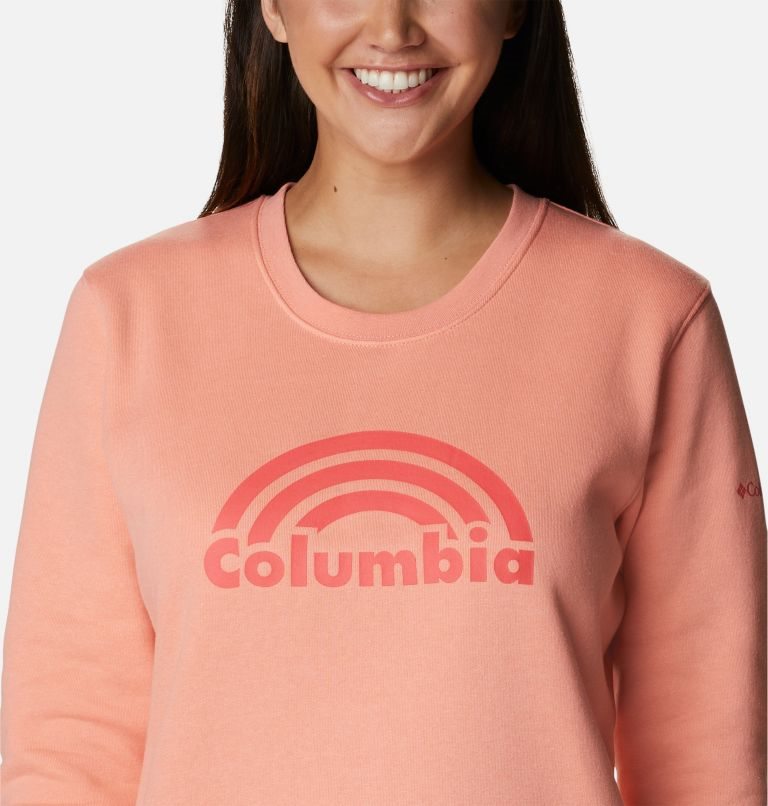 Women's Columbia Trek Graphic Crew Sweatshirts Coral | CA-L6853