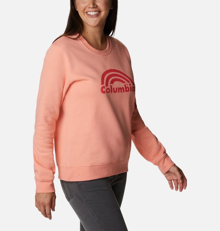 Women's Columbia Trek Graphic Crew Sweatshirts Coral | CA-L6853