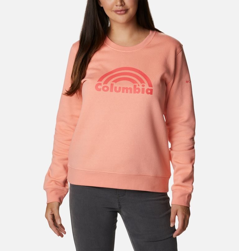 Women\'s Columbia Trek Graphic Crew Sweatshirts Coral | CA-L6853