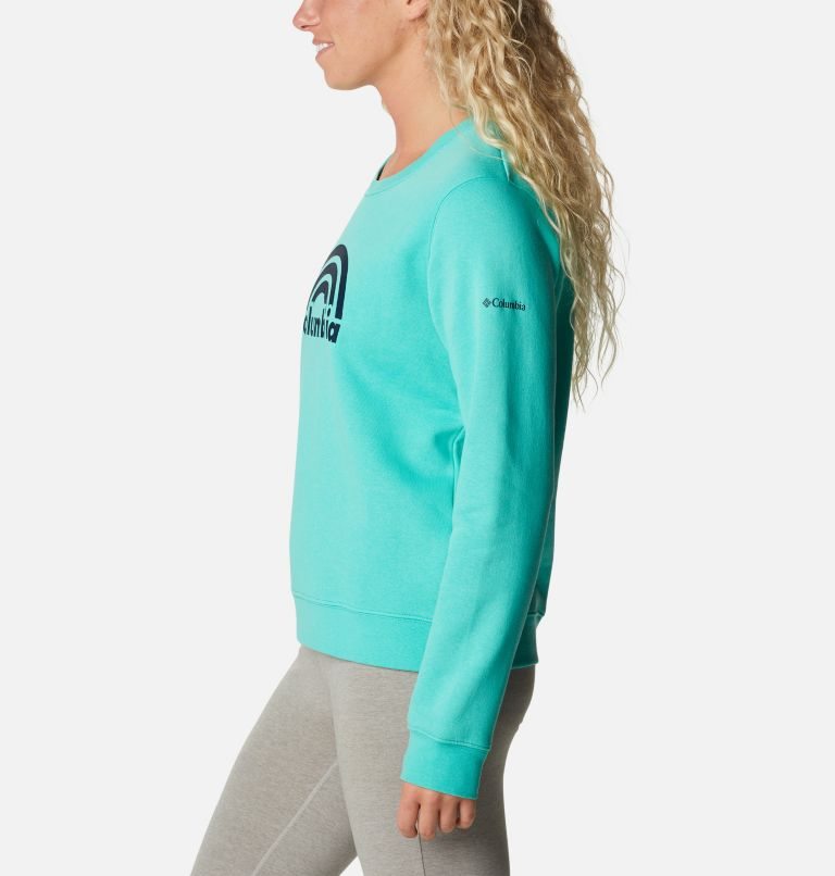 Women's Columbia Trek Graphic Crew Sweatshirts Turquoise | CA-L8A46