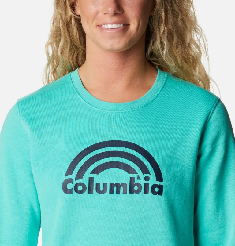 Women's Columbia Trek Graphic Crew Sweatshirts Turquoise | CA-L8A46
