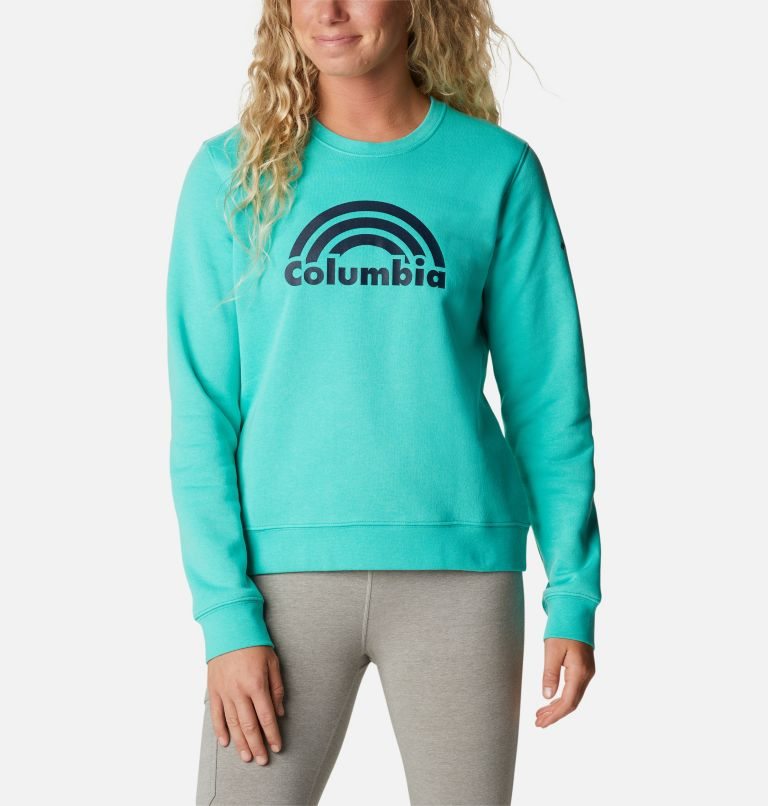 Women\'s Columbia Trek Graphic Crew Sweatshirts Turquoise | CA-L8A46