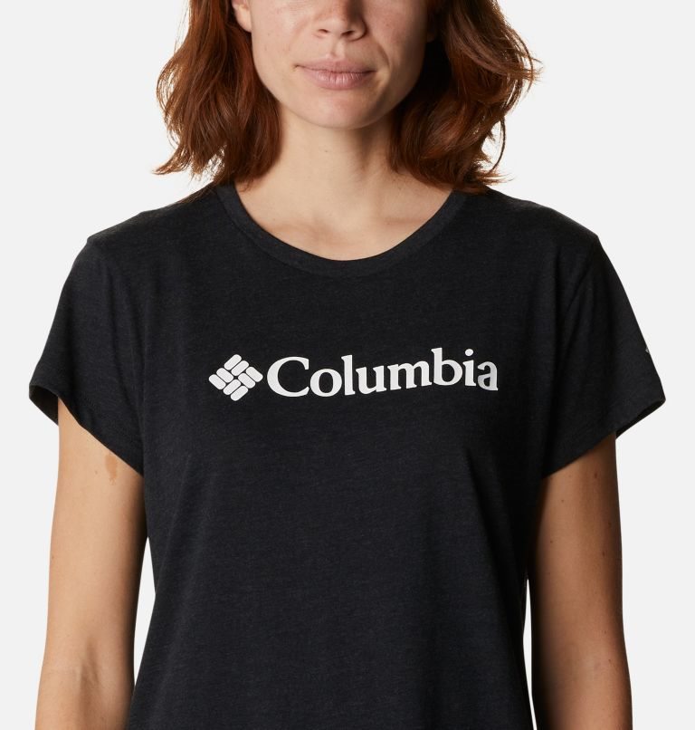 Women's Columbia Trek Short Sleeve Graphic T Shirts Black | CA-G43C8