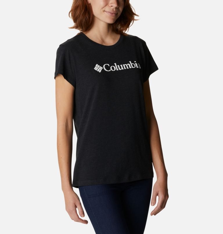 Women's Columbia Trek Short Sleeve Graphic T Shirts Black | CA-G43C8