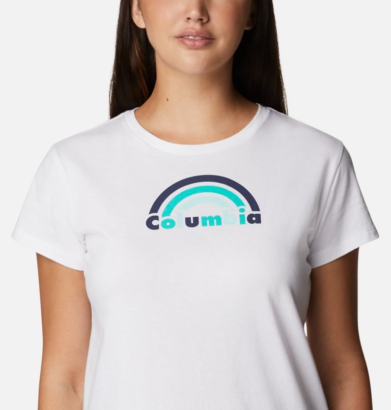 Women's Columbia Trek Short Sleeve Graphic T Shirts White | CA-S1634