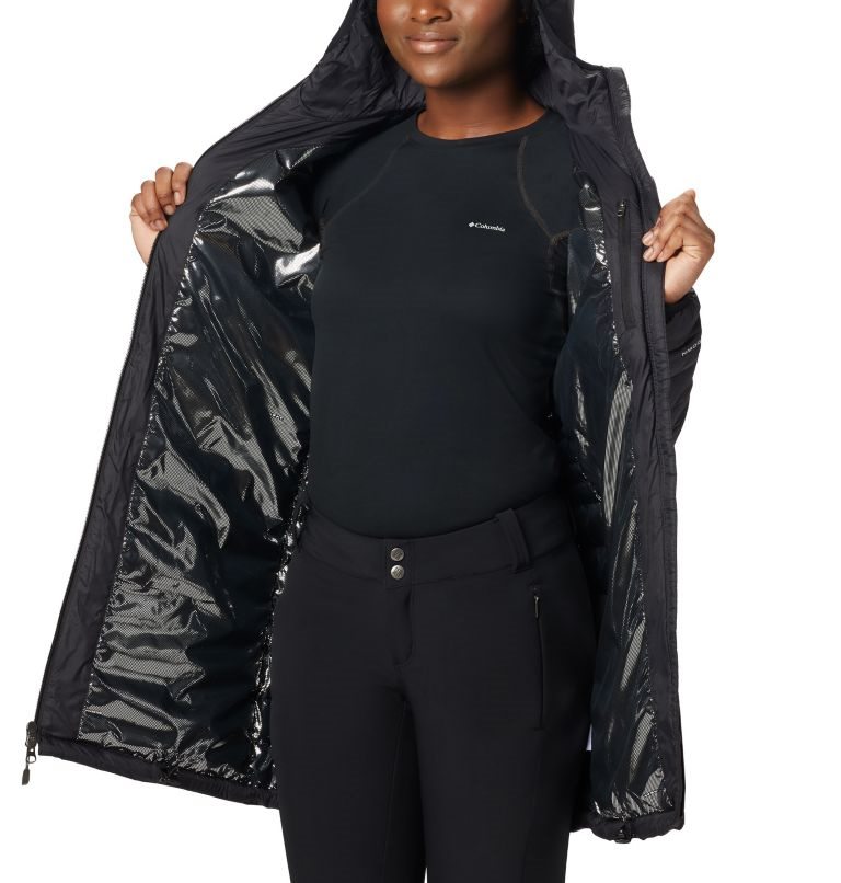 Women's Columbia Voodoo Falls 590 TurboDown Mid Jackets Black | CA-D68L5