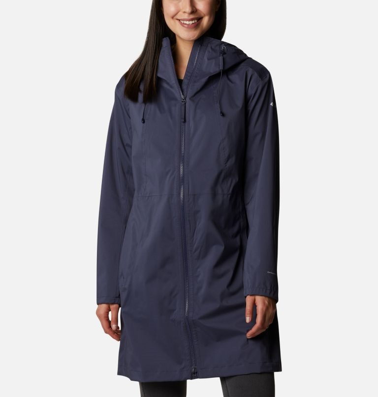 Women\'s Columbia Weekend Adventure Long Shell Jackets Navy | CA-M6840