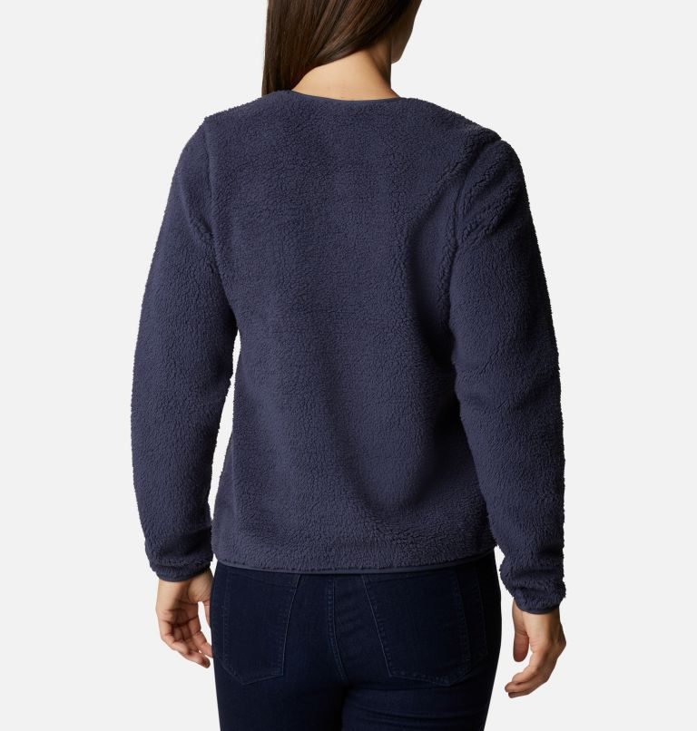 Women's Columbia West Bend Fleece Crew Sweatshirts Navy | CA-BA651