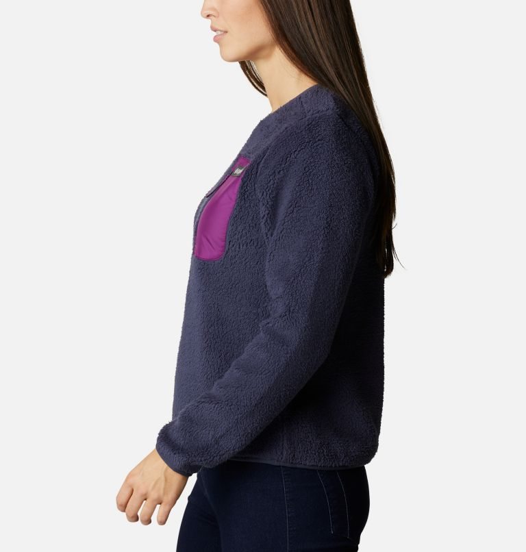 Women's Columbia West Bend Fleece Crew Sweatshirts Navy | CA-BA651