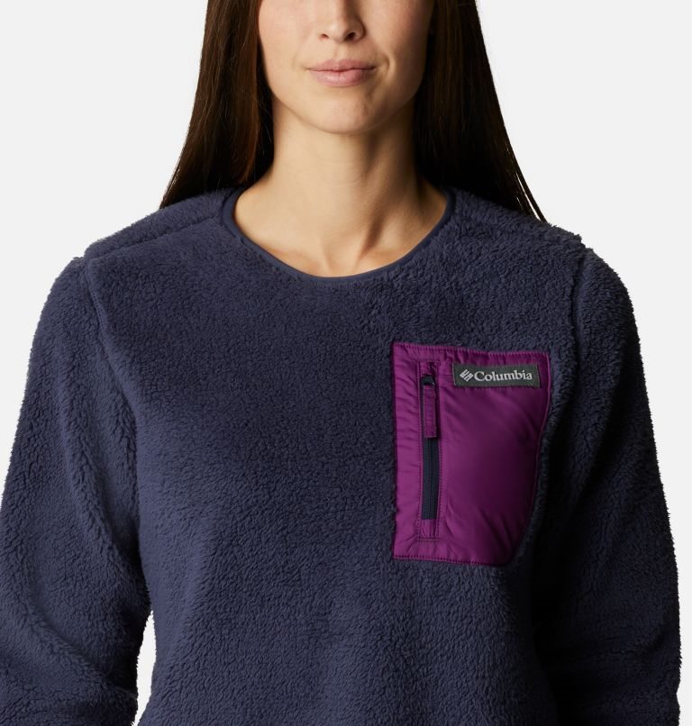 Women's Columbia West Bend Fleece Crew Sweatshirts Navy | CA-BA651