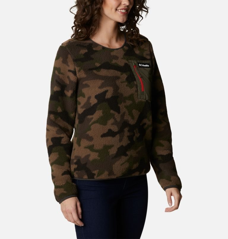Women's Columbia West Bend Fleece Crew Sweatshirts Camo | CA-V18AL
