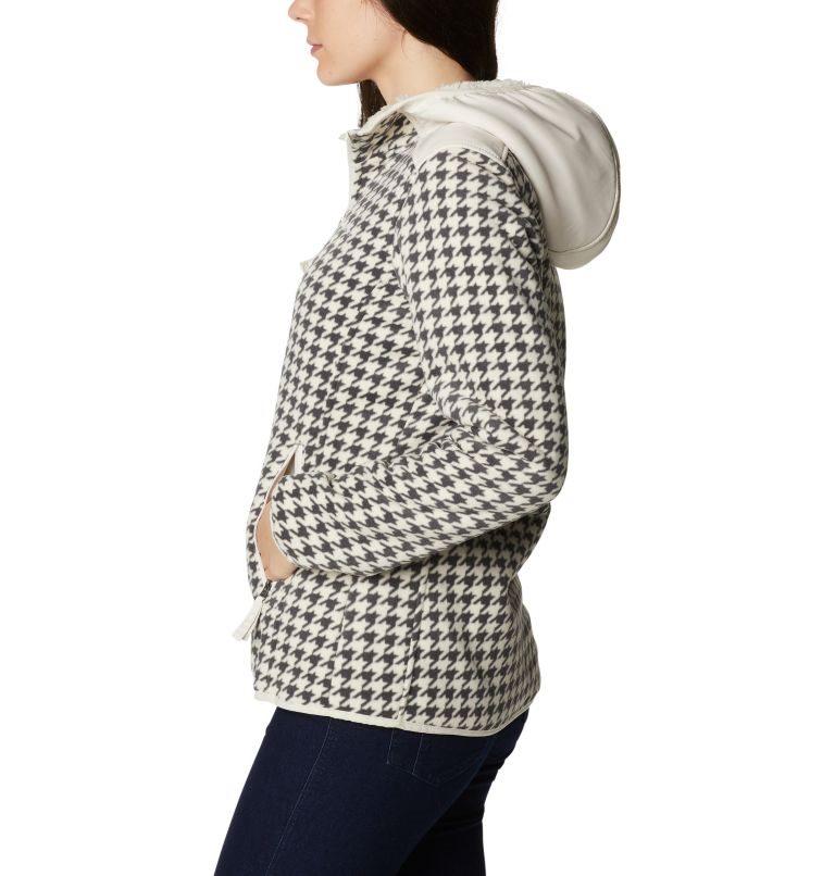 Women's Columbia Winter Pass Print Full Zip Fleece Jackets Black / White | CA-BA8L6