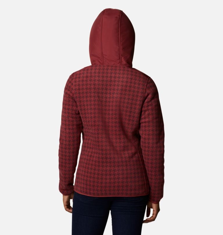 Women's Columbia Winter Pass Print Full Zip Fleece Jackets Red | CA-X5AL3